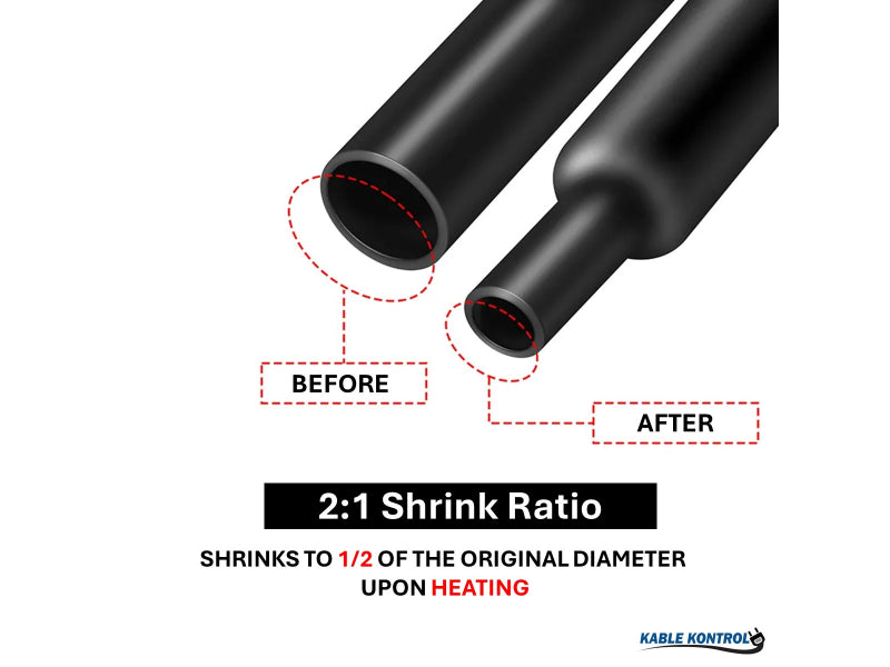 2:1 - Dual Wall Polyolefin Heat Shrink Tubing - Black