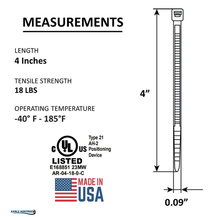 Made In USA Cable Zip Ties