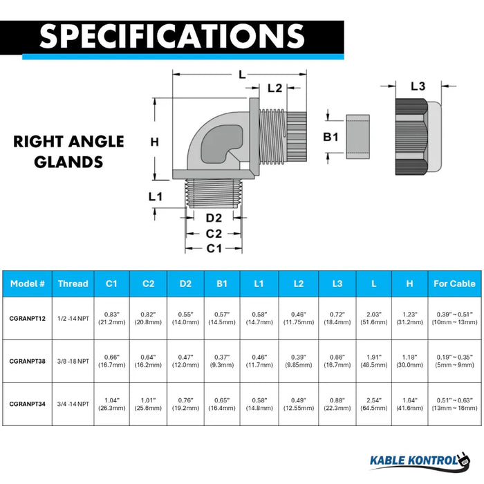 Right Angle Nylon Cable Glands