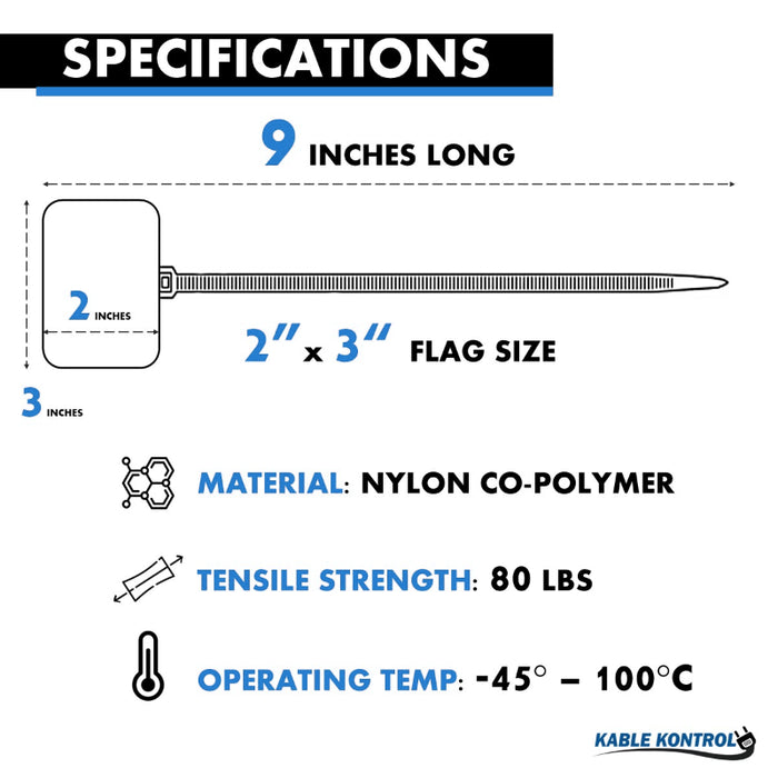 Large ID Flag Cable Zip Ties