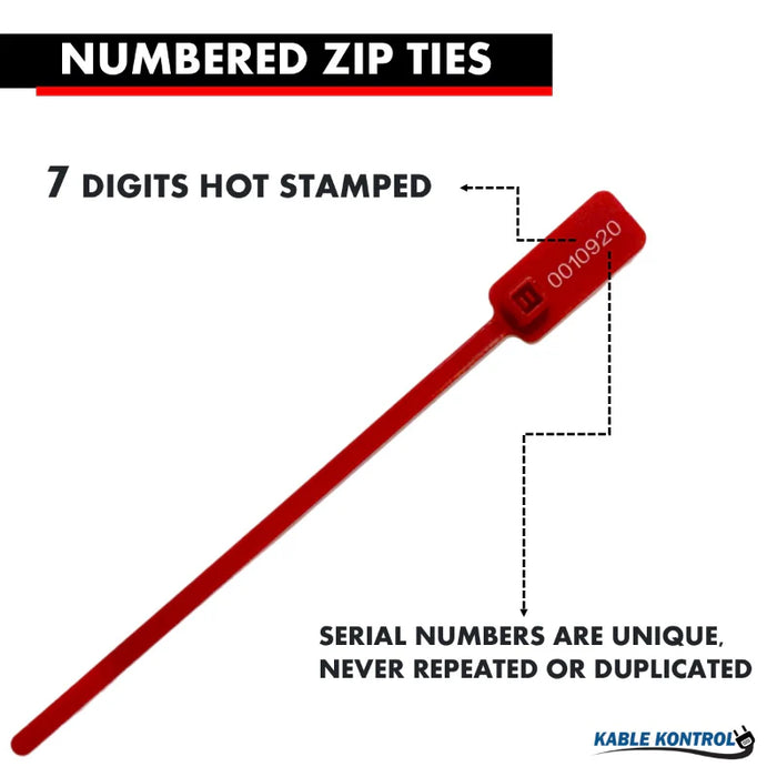 Serialized Flag Identification Numbered Cable Zip Ties