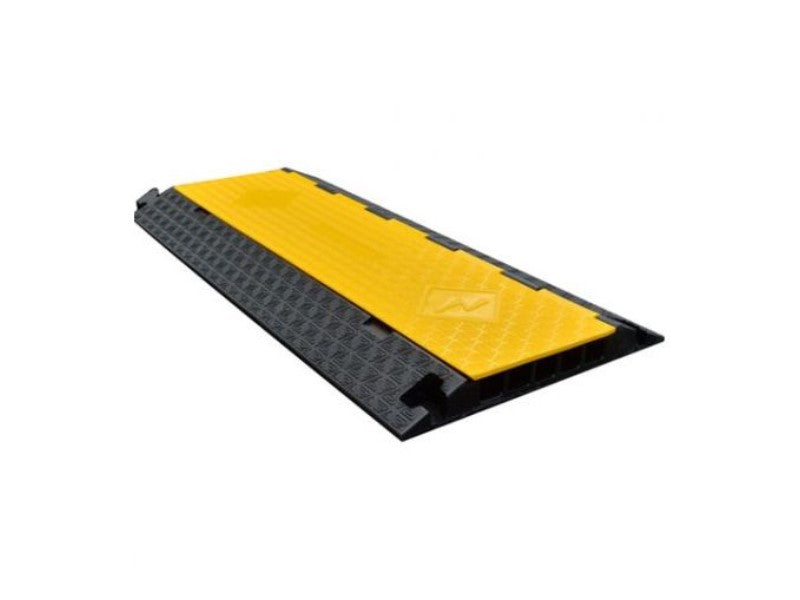 ATLAS Cable Protector Ramp - 5 Channels - Rubber - Black Base With Yellow Lid