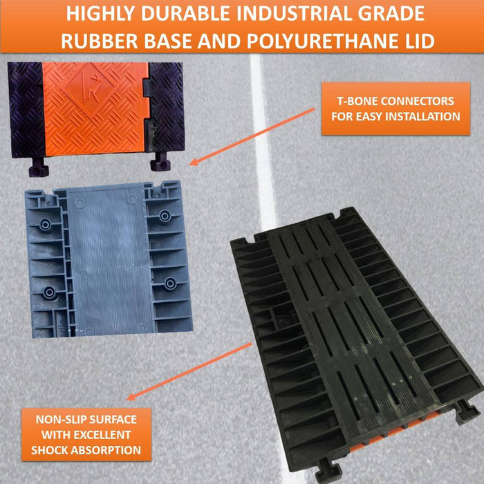 ATLAS Heavy Duty Cable Protector - Polyurethane - 5 Channels - CP9984-OR