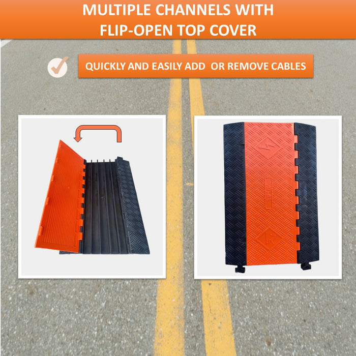 ATLAS Heavy Duty Cable Protector - Polyurethane - 5 Channels - CP9984-OR