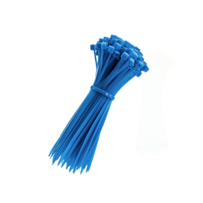 Zip Ties - 8" Long - 100 Pc Pk - Fluorescent Blue color - Nylon - 50 Lbs Tensile Strength