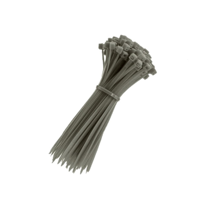 Zip Ties - 8" Long - 100 Pc Pk - Gray color - Nylon - 50 Lbs Tensile Strength