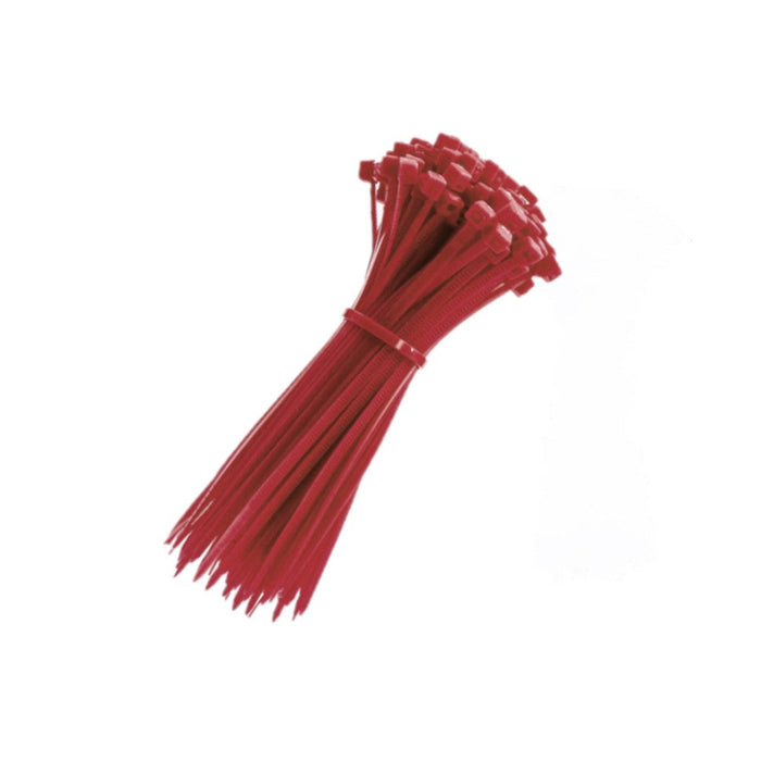 Zip Ties - 14" Long - 100 Pc Pk - Red color - Nylon - 50 Lbs Tensile Strength