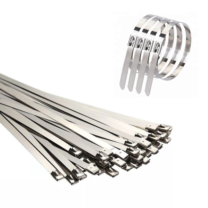 Stainless Steel Metal Zip Ties - 8" Long - 200 Lbs Tensile Strength - 100 pcs / Pack