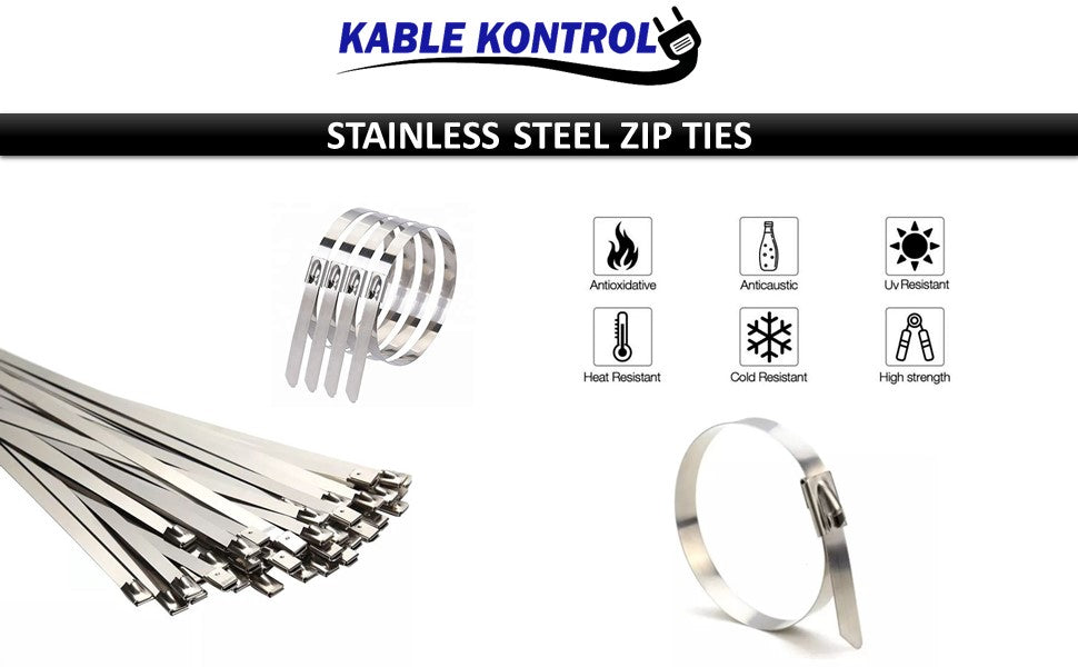 Stainless Steel Metal Zip Ties - 33" Long - 200 Lbs Tensile Strength - 100 pcs / Pack