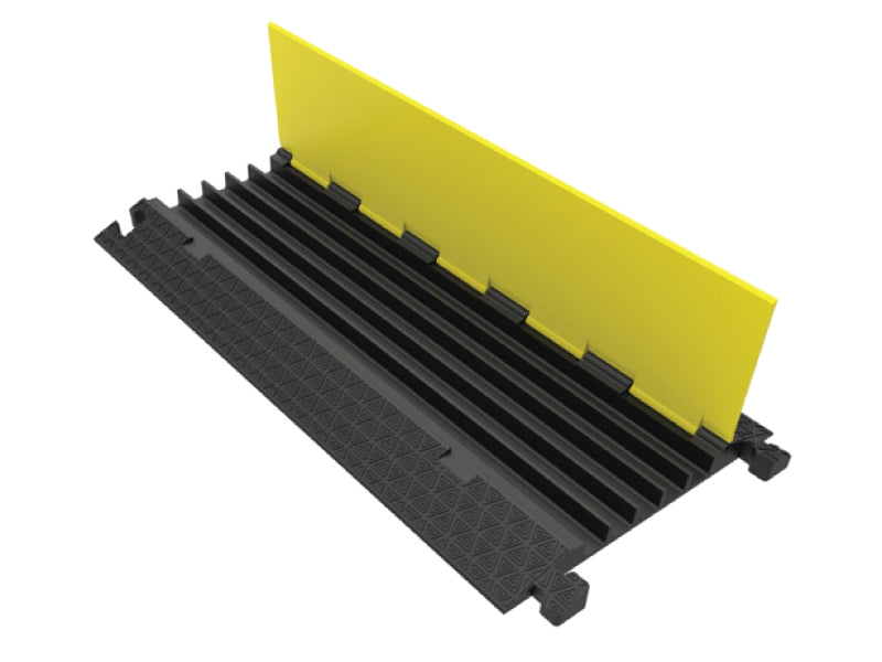 ATLAS Cable Protector Ramp - 5 Channels - Rubber - Black Base With Yellow Lid