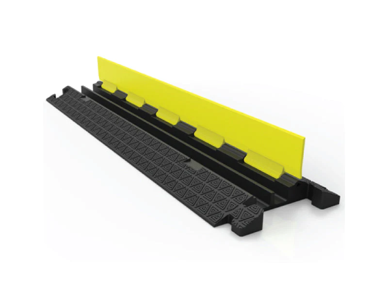 ATLAS Cable Protector Ramp - 2 Channels - Rubber - Black Base With Yellow Lid