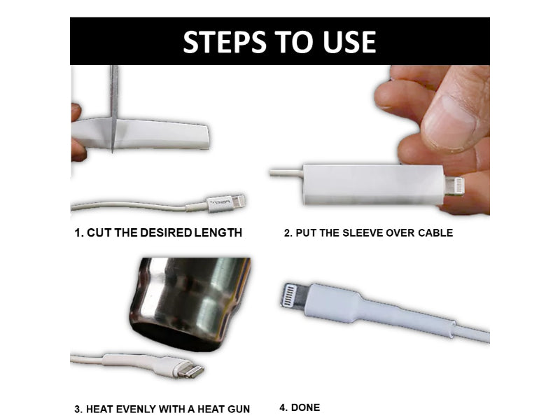 Cut lengths of 2:1 heat shrink tubing white