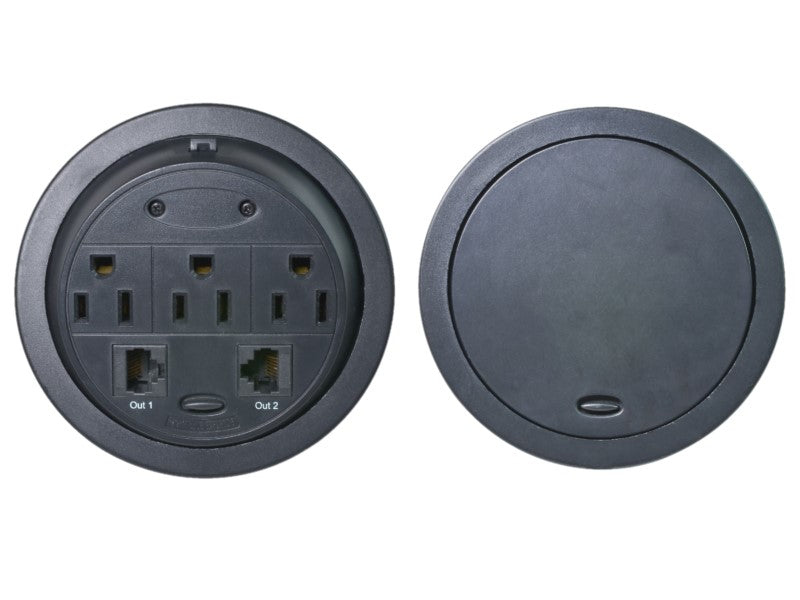 Powertap Desk Outlet Power Grommet - 3 Power Outlets + 2 Ethernet Ports