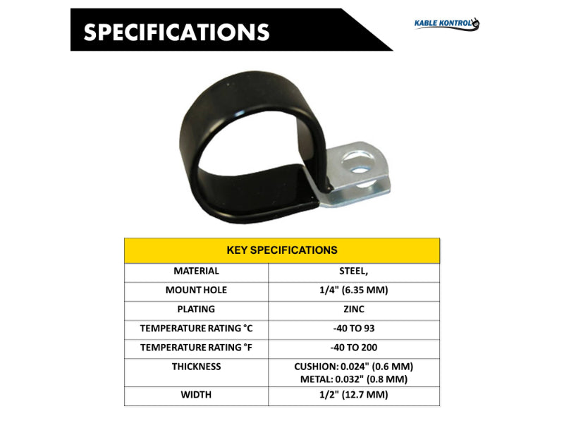 Steel Cable Clamps - Vinyl Insulated & Zinc Plated