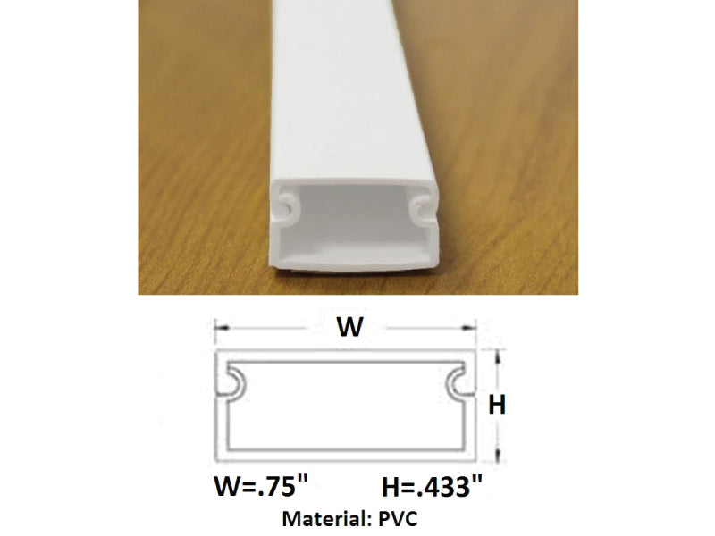 Wall Cord Cover Cable Raceway - 78" Long - 0.75" W x 0.43" H