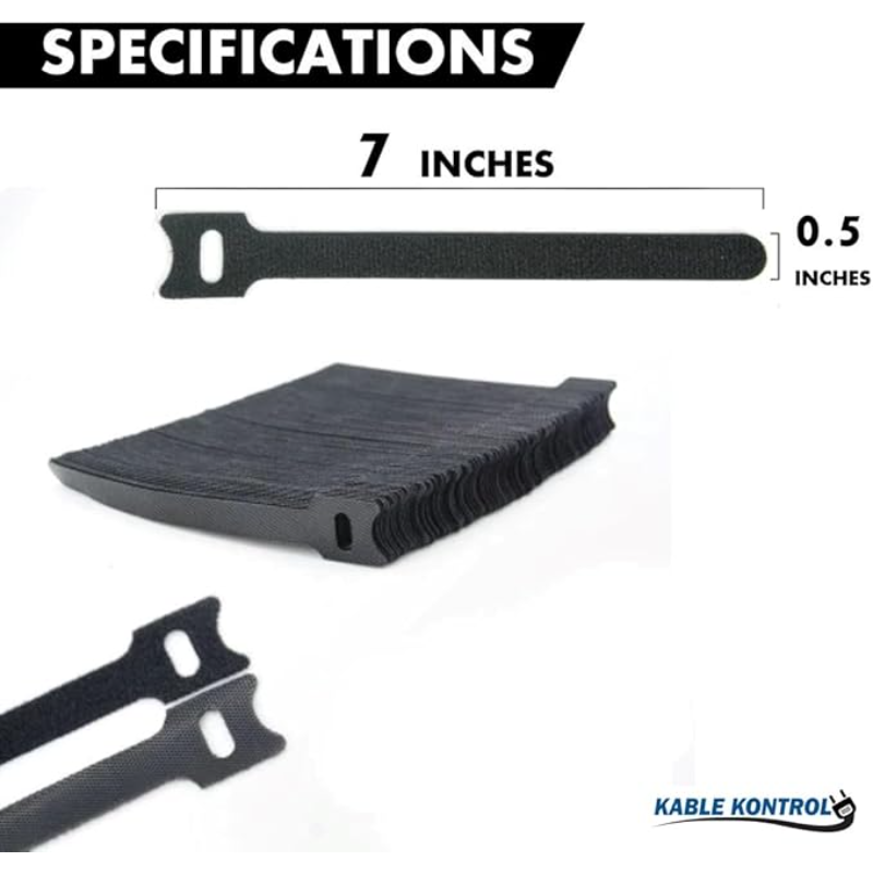 Kable Kontrol™ Hook and Loop Fastener Wraps Black - 4