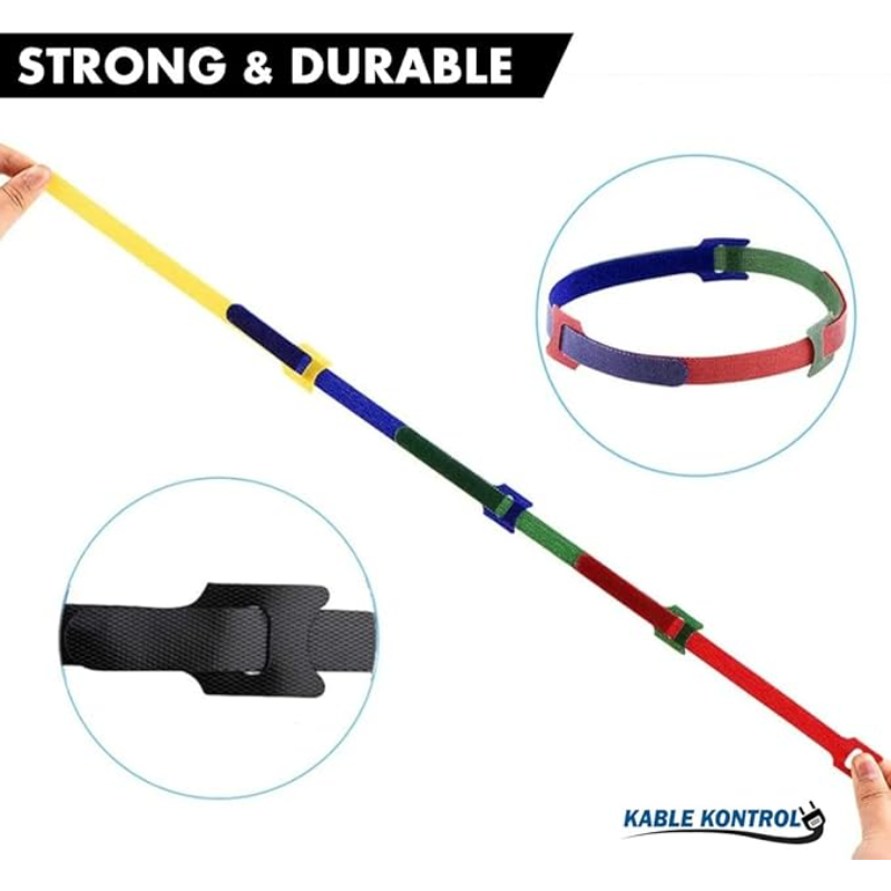 Kable Kontrol™ Hook and Loop Fastener Wraps Black 5